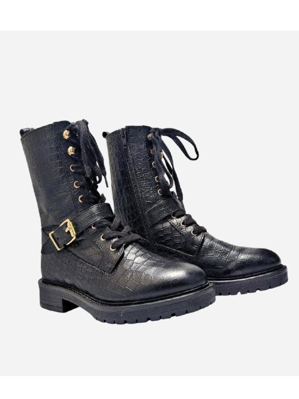 🖤✨ Vince Camuto Dediana Leather Croc Combat Boots Size 7